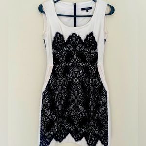Nanette lepore dress, white with black lace overlay, size 2